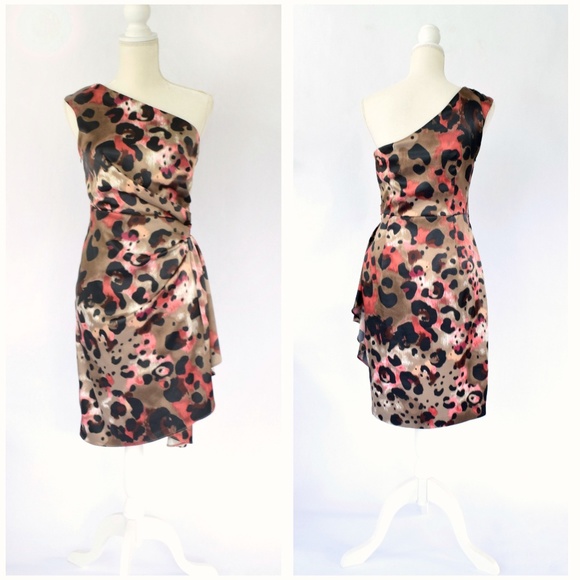 LONDON TIMES Animal Print One-Shoulder Dress - Picture 2 of 6